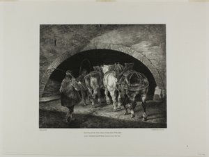 Entrada para o cais Adelphi, placa 11 de Various Subjects Drawn from Life and on Stone (The English Suite) de Jean Louis André Théodore Géricault