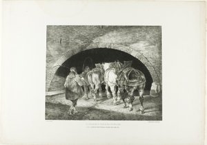Entrada do cais de Adelphi, placa 11 de Vários temas desenhados a partir da vida na pedra de Jean Louis André Théodore Géricault