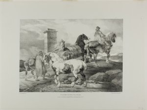 Cavalos a caminho de uma feira, placa 3 de Vários temas desenhados da vida e em pedra (A Suite Inglesa) de Jean Louis André Théodore Géricault
