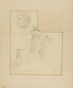 Oficial montado e outros esboços de Jean Louis André Théodore Géricault