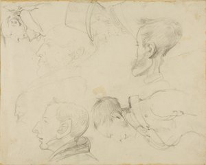 Sete caricaturas de cabeças de Jean Louis André Théodore Géricault