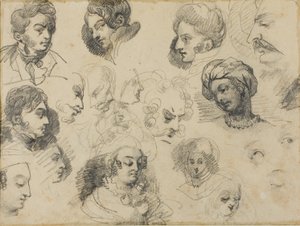 Esboços de cabeças de Jean Louis André Théodore Géricault