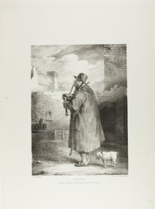 O Flautista, placa 1 de Various Subjects Drawn from Life and on Stone (A Suite Inglesa) de Jean Louis André Théodore Géricault