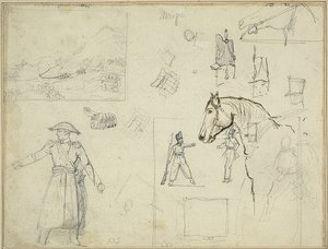 Estudos diversos de Jean Louis André Théodore Géricault