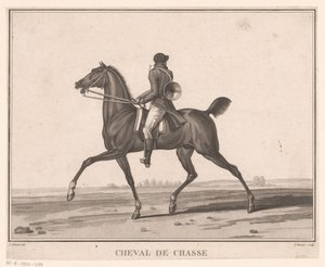 Cavaleiro a cavalo com corno de caça
Cheval de Chasse (título sobre o objecto)
Sujets de chevaux (título da série) de Jean Louis Darcis