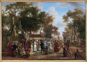 La procession du Corpus Christi dans un village - A procissão do Corpus Christi numa aldeia, de Jean Louis Demarne (De Marne ou Demarnette) (ca. 1752-1829). Óleo sobre madeira. Dimensão : 48x67 cm. Coleção Privada