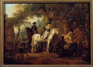 Paragem de passageiros. Pintura de Jean Louis Demarne (1744-1829)