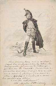 Carta a Samuel P. Avery com o desenho de uma figura militar, 1880. de Jean Louis Ernest Meissonier