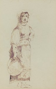 Mulher com Pandeiro (verso) de Jean Louis Ernest Meissonier