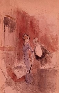 No Restaurante (aguarela) de Jean Louis Forain