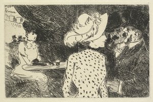 Cena do café descritiva, 1880-1886. de Jean Louis Forain