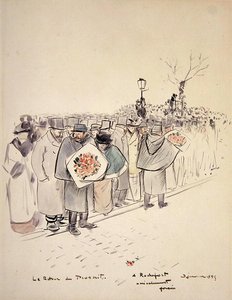 Le Retour du Proscrit, c.1895 (caneta e tinta e aguarela sobre papel) de Jean Louis Forain