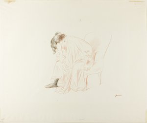 Mulher sentada, cabeça na mão direita de Jean Louis Forain