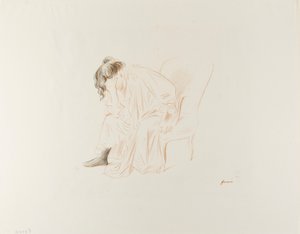 Mulher sentada, cabeça na mão direita de Jean Louis Forain