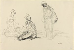Soldados Preparando uma refeição, c. 19141919. de Jean Louis Forain