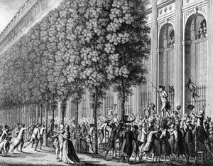 Revolução Francesa: Moção feita no Palácio Real por Camille Desmoulins (1760-1794) a 12 de Julho de 1789. Gravado por Berthaut depois de Prior. Paris, Biblioteca do Instituto de História da Revolução