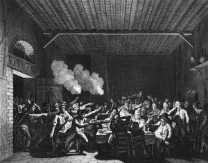 Revolução Francesa: Os Patriotas de Varennes entram na mercearia e reconhecem o Rei Luís XVI (1754-1793) em voo