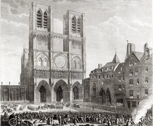Thomas de Mahy (1744-1790) Marquês das Favras Fazendo Honorável Antes de Notre-Dame, gravado por Pierre Gabriel Berthault (1737-1831) 1790