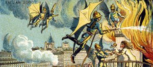 Bombeiro Voador. Da série Visões do Ano 2000, 1899 de Jean Marc Côté