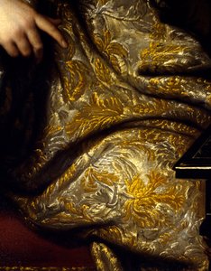 Retrato de Jean Baptiste (Jean-Baptiste) Colbert (1651-1690) seigneur Marquês de Seignelay, ministro da Marinha, filho de Colbert Detalhe dos drapeados. Pintura de Marc Nattier (1642-1705) de Jean Marc Nattier