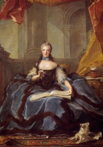 Retrato de Marie Adelaide da França conhecida como Madame Adelaide (1732-1799), filha de Luís XV a Bien Aime e Marie Leszczynska representada em 1758, em vestido de corte, segurando um livro de música Pintura de Jean Marc (Jean-Marc) Nattier (1685-1766) 17