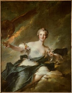 Retrato da Duquesa de Chaulnes, representada em Hebe, deusa da Razão (Anne Josephe Bonnier de la Masson (1718-1787), esposa do Duque de Chaulnes) É representada com uma águia simbolizando o deus Júpiter - Pintura de Jean Marc (Jean-Marc) Nattie de Jean Marc Nattier