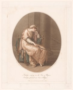 Penélope chorando com o arco de Ulisses na mão de Jean Marie Delattre
