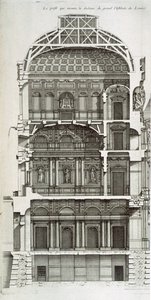 Cutaway mostrando o salão principal do Louvre, de &39;L&39;architecture francoise, ou Recueil des plans etc&39;, vI-V, 1727-28