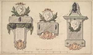 Três Desenhos para um Monumento Funerário ou Epitáfio, ca. 1770-90.