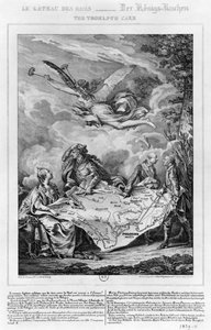 The Troelfth Cake, primeira partição da Polônia em 26 de setembro de 1772, gravada por Noel Le Mire (1724-1800) (lito) (foto bw)