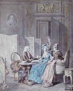 A Declaração da Gravidez, 2ª metade do século XVIII, gravada por Pietro Antonio Martini (1739-97) (gravura colorida) (ver também 19554)