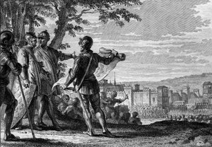 Rei Luís III (863-882) e Carloman II (867-884) sitiando a cidade de Viena, 883. Gravura de Jean Michel Moreau, dit Moreau le Jeune (1741- 1814) de Jean Michel the Younger Moreau