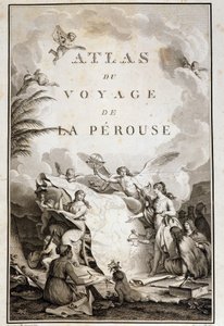 Página de rosto do "Atlas du voyage de La Perouse" (Galaup Jean-Francois, Comte de La Perouse de Jean Michel the Younger Moreau