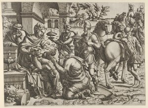 Adoração dos Magos, c. 1545. de Jean Mignon