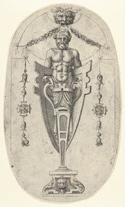 Figura Terminal Masculino, Torso com Barba e Turbano em Pedestal de Meio Comprimento Enclausurado ..., ca. 1543. de Jean Mignon
