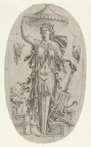 Termo em Forma de Mulher com Instrumento Musical, 1535-55. de Jean Mignon
