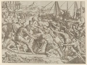 O Rapto de Helena, 1535-55. de Jean Mignon