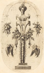 A cabeça da mulher em um pedestal de Jean Mignon