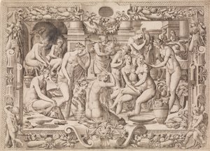 Mulheres a tomar banho, 1535-55.