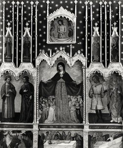Virgem da Misericórdia, c.1429 (ver também detalhe 167594) (tempera no painel) de Jean Mirailhet