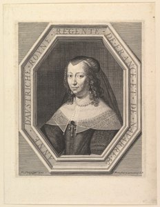 Ana da Áustria, rainha da França, no tribunal de luto. de Jean Morin