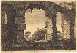 Ruínas de um aqueduto de Jean Morin after Claude Lorrain