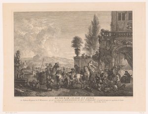 Retorno da festa de caça Devolva o chasse et curée (título no objeto) Impressões após pinturas de Philips Wouwerman (título da série) Oeuvres de Ph.pe Wouwermans Hollandois (título da série)