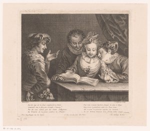 Jovem cantando e três jovens em uma mesa Oeuvre de Antoine Watteau (título da série) L