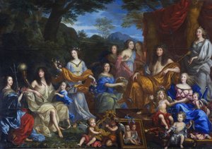 Francês: Portrait mythologique de la famille de Louis XIV Retrato mitológico de Luís XIV e da família real