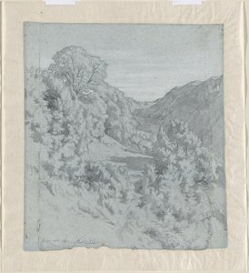 Árvores iluminadas pelo sol em um vale perto de Lacoux de Jean Paul Flandrin