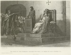 O corpo do Papa Formoso exumado para julgamento por ordem do Papa Estevão VII (gravura) de Jean Paul Laurens