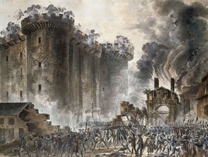 A Tomada da Bastilha em 14 de julho de 1789, c. 1789 de Jean Pierre Laurent Houel