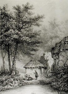 Jean-Jacques Rousseau (1712-1778) Cabine em Ermenonville, 1842 de Jean Pierre after Thenot