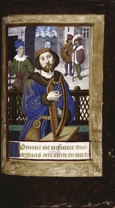 Rei David tocando sua harpa de Lettres bâtardes, ca 1490-1510